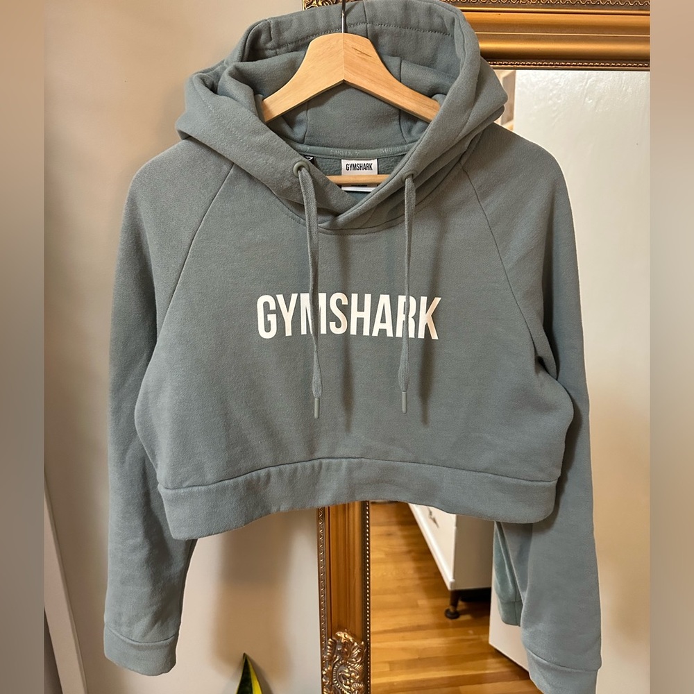 Gymshark Women's Blue Cropped Hoodie